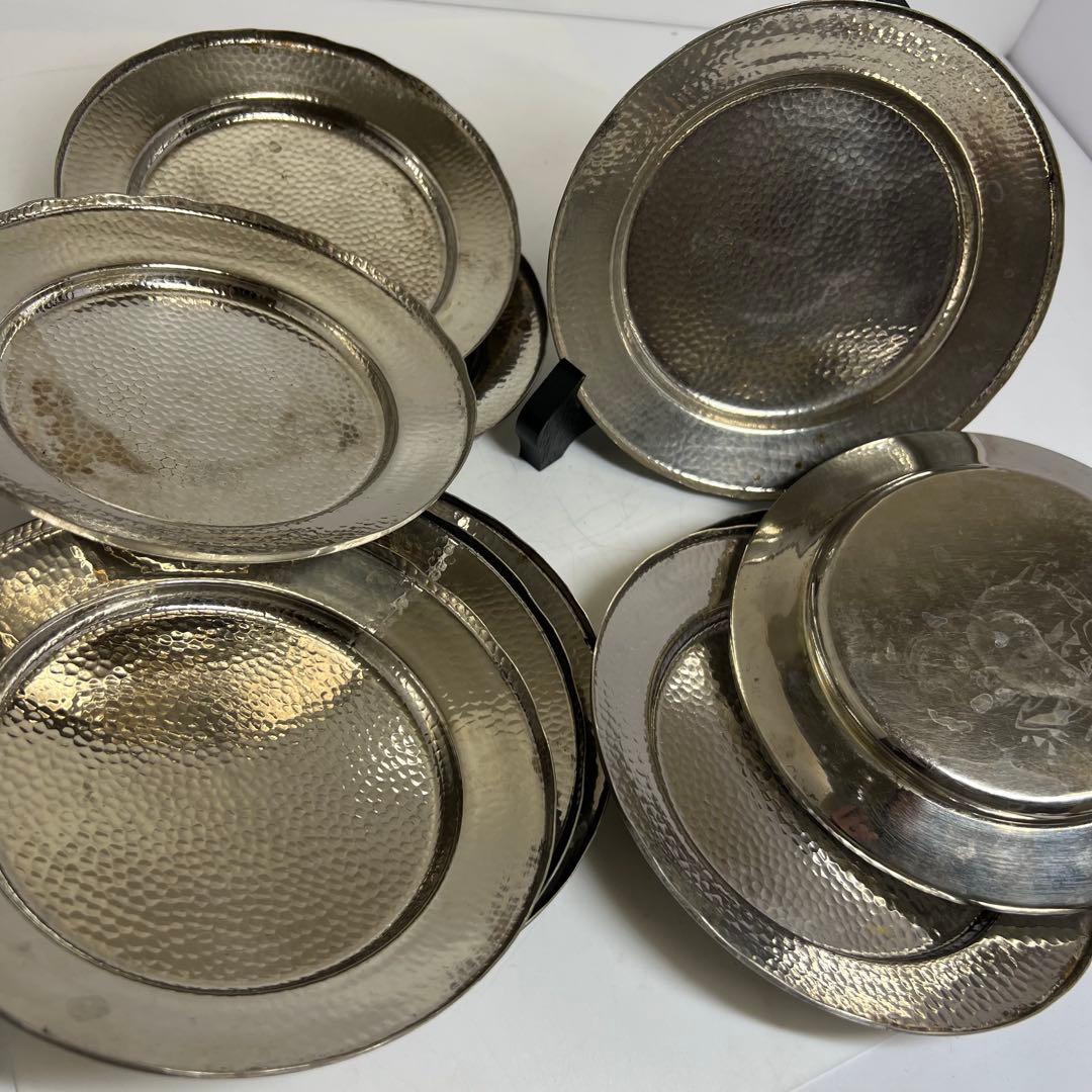 巧益　在銘　中皿 10枚　1390g 幅17cm 東K8-0119①