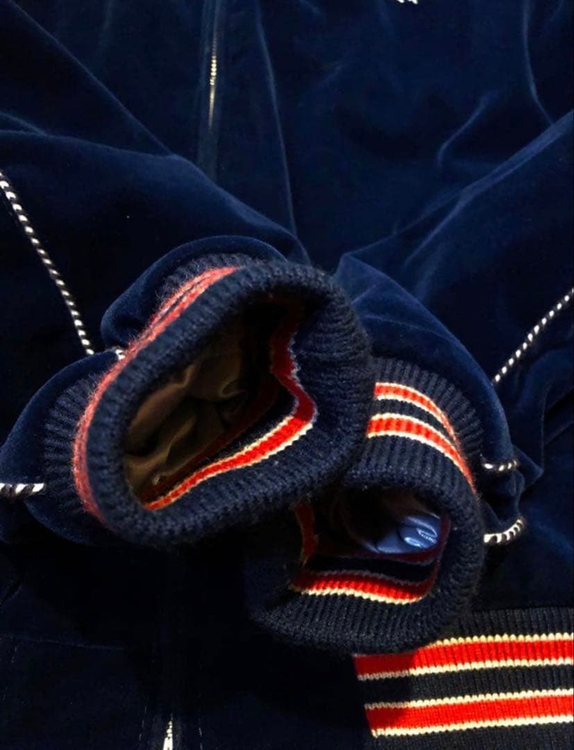 刺繍入りHouston ベロアスカジャン ネイビー