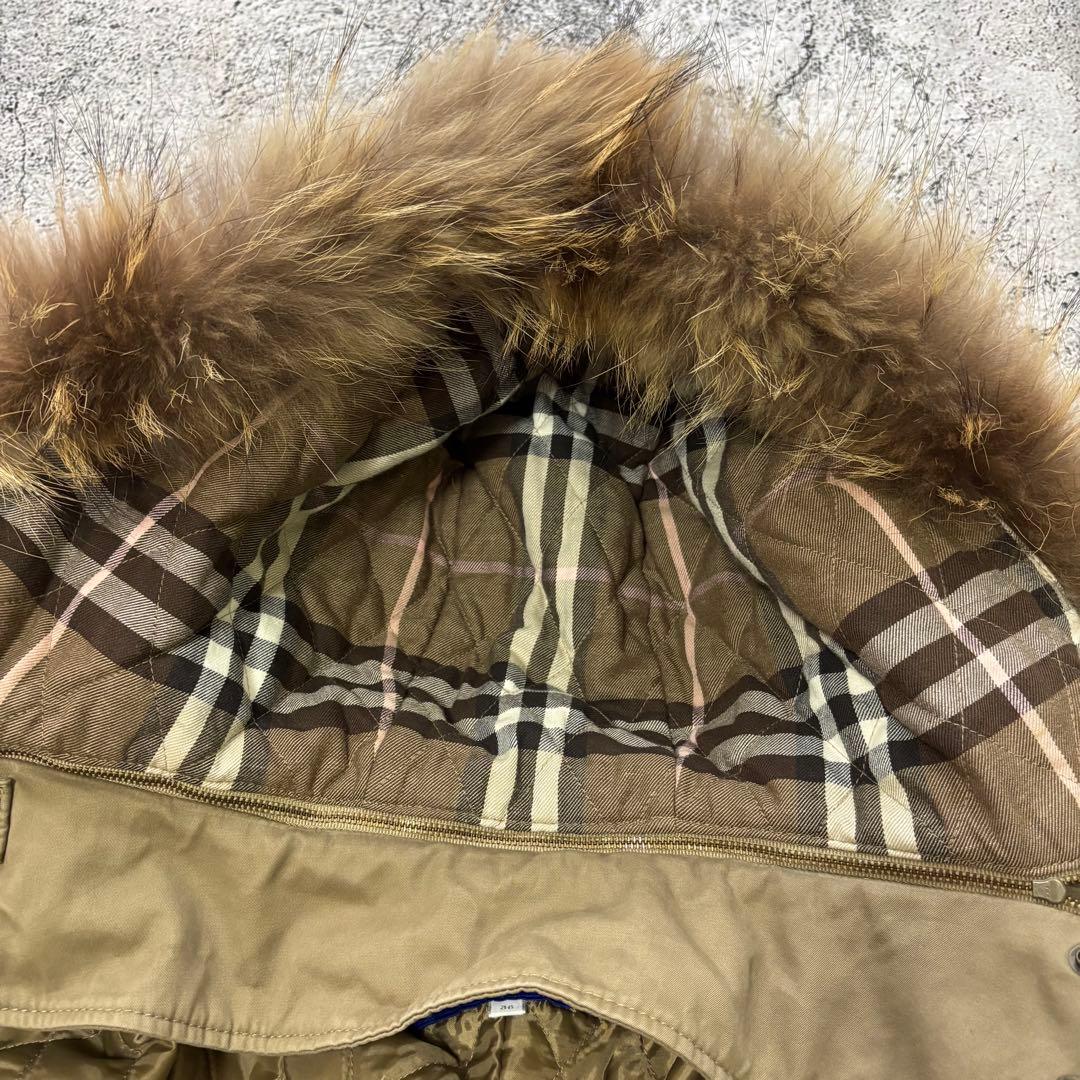 y2k バーバリーブルーレーベル　リアルファー　中綿　ミリタリージャケット