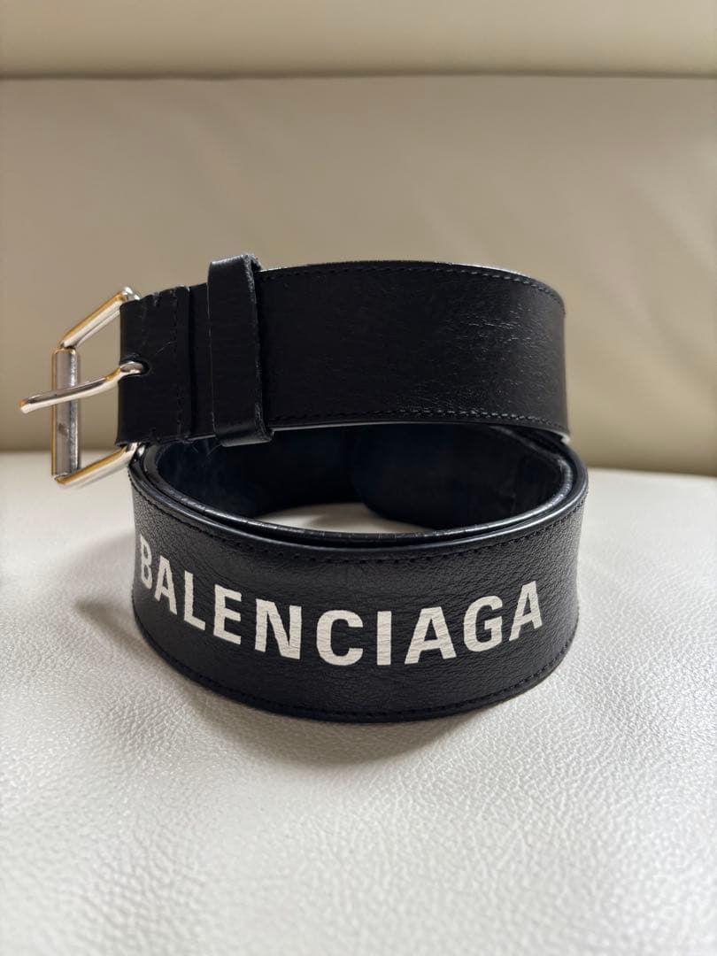 ⭐︎BALENCIAGA⭐︎ロゴベルト　505071　レザー　ブラック　メンズ