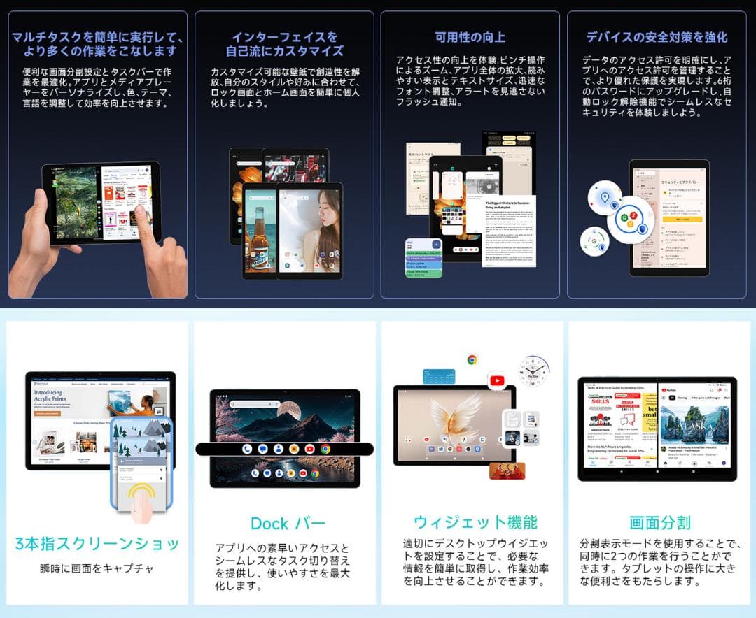 タブレット 7.9インチ 2K IPS画面　Android14