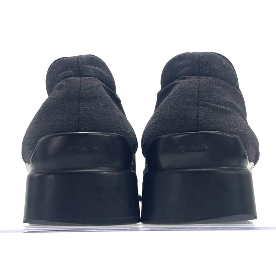 PRADA プラダ スクエアトゥ パンプス ファブリック スリッポン 24cm