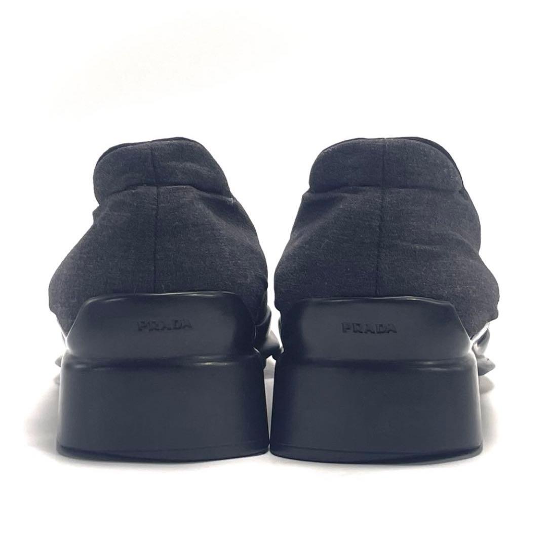PRADA プラダ スクエアトゥ パンプス ファブリック スリッポン 24cm