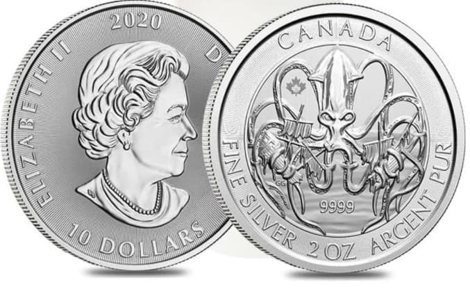 レア‼️2020年カナダ 銀貨2オンス クラーケン