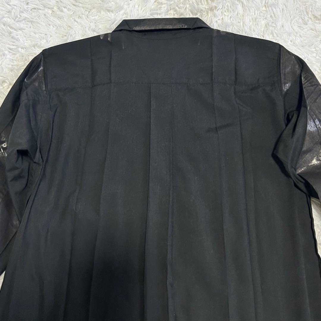 ミーイッセイミヤケ ブラウスシャツ 箔押し プリーツ ブラック サイズF