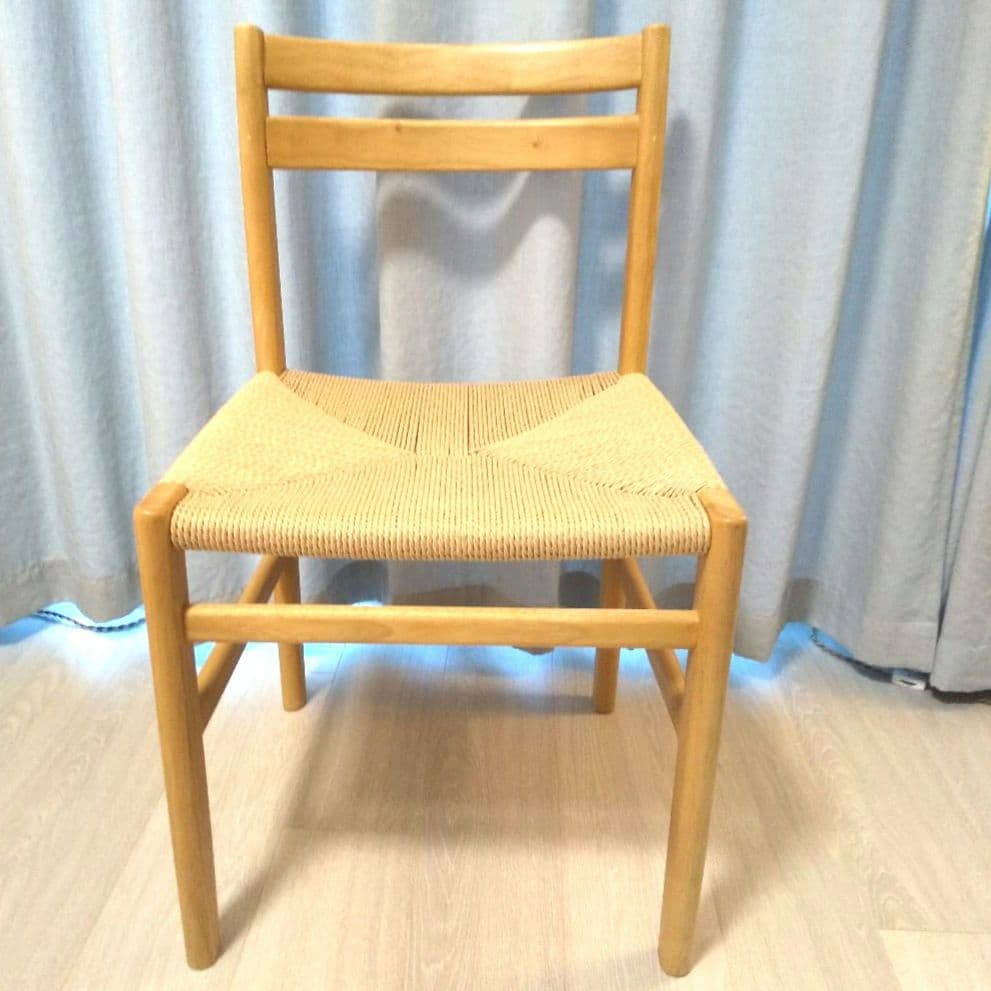 美品【無印良品】木製ペーパーコードチェア②