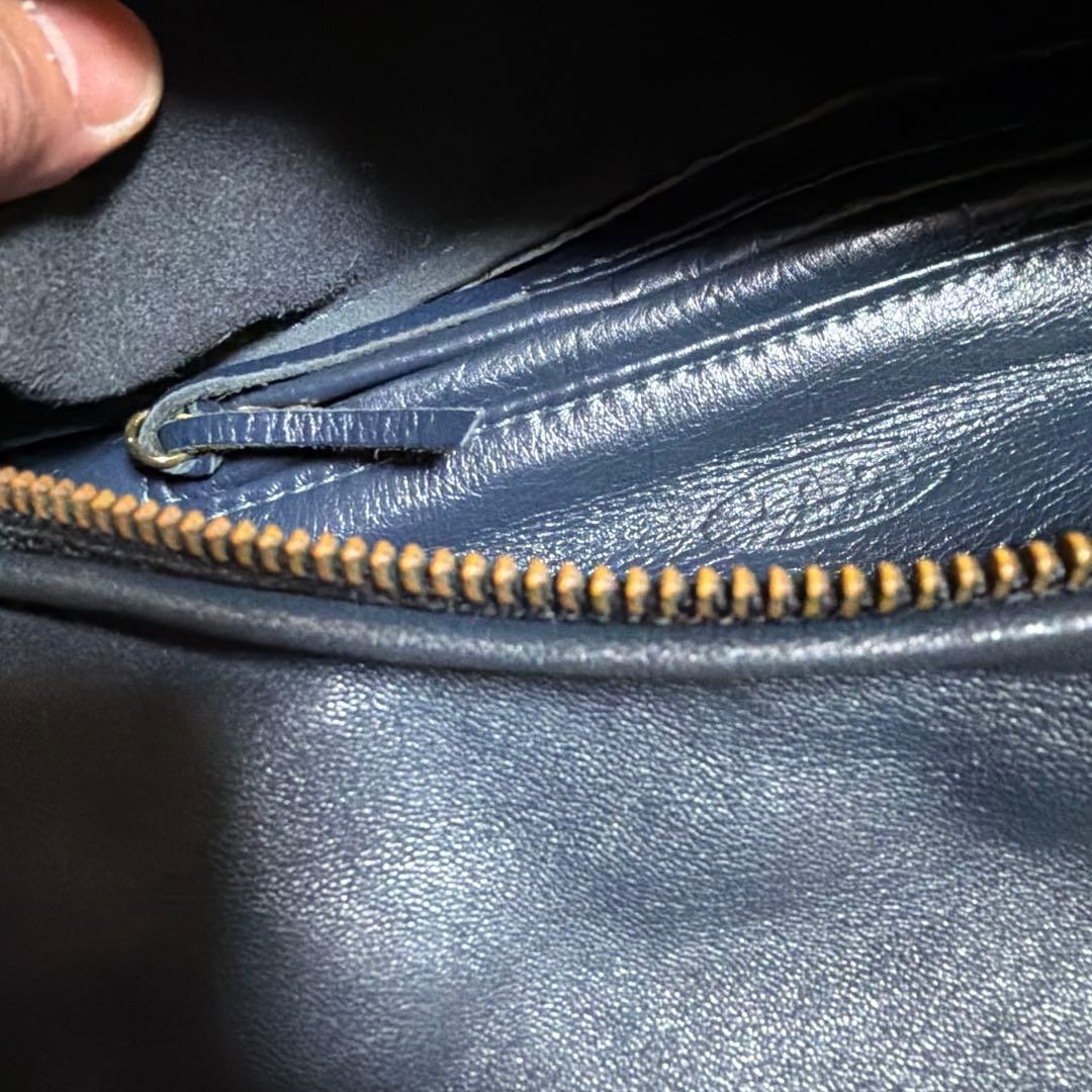 h*e様 vanson ×バックドロップ　別注ネイビーレザー ボディバッグ