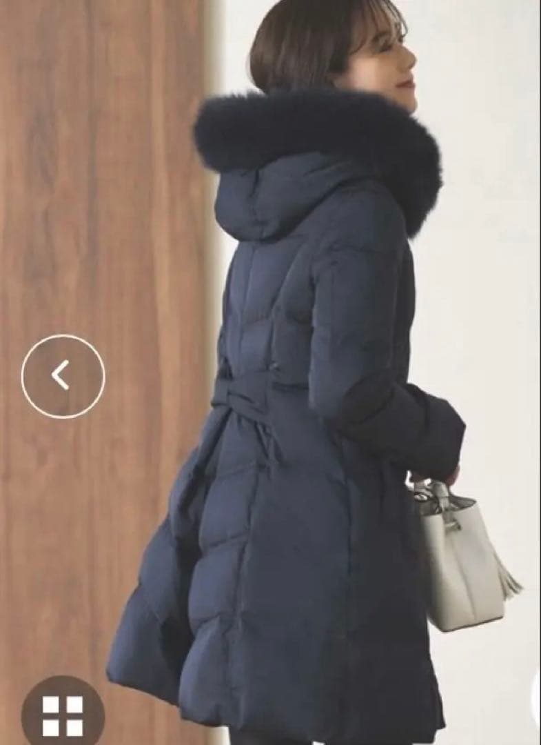 RUIRUE BOUTIQUE ネイビー　フォックスファーバッスルスタイルダウン