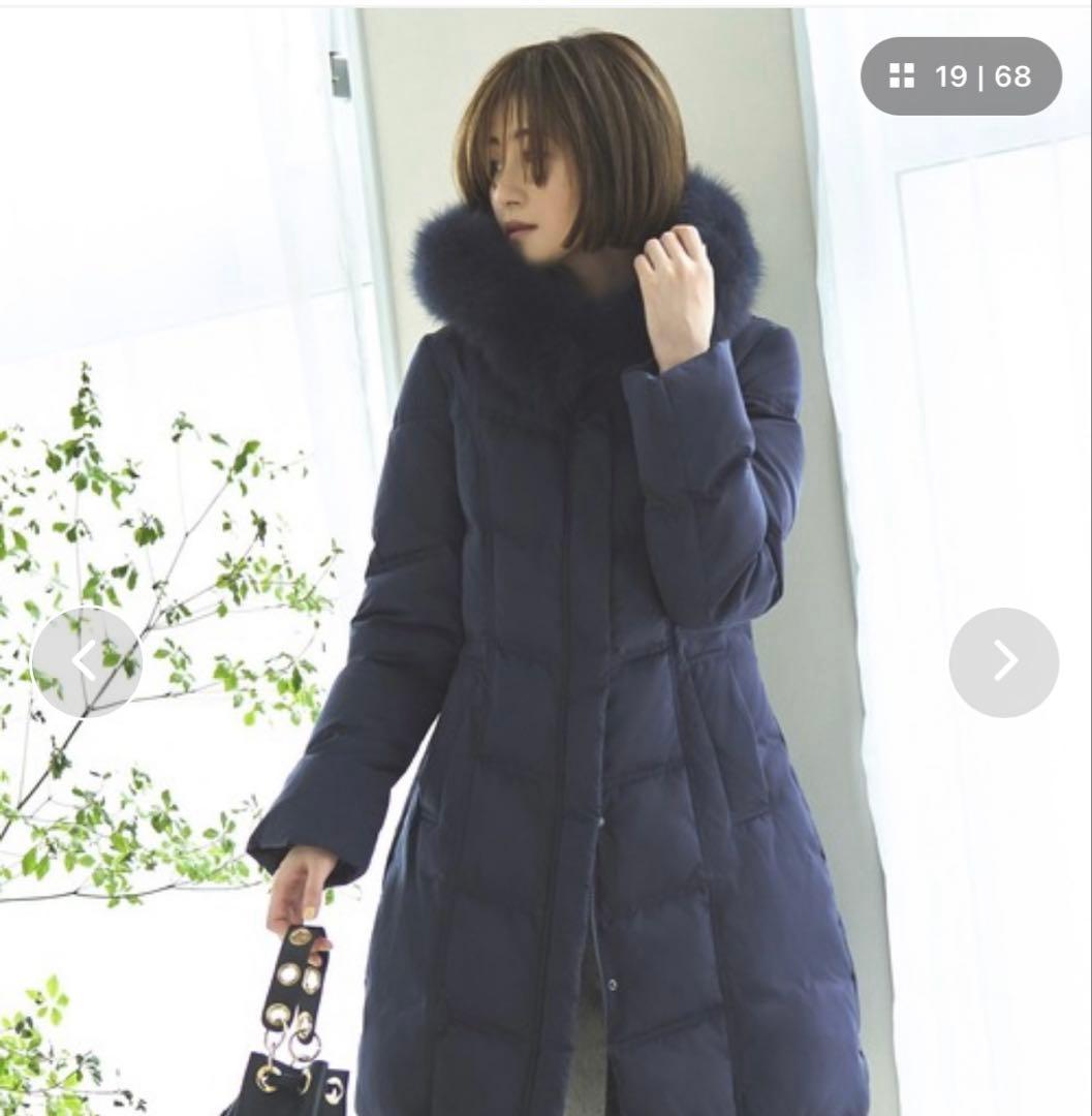 RUIRUE BOUTIQUE ネイビー　フォックスファーバッスルスタイルダウン