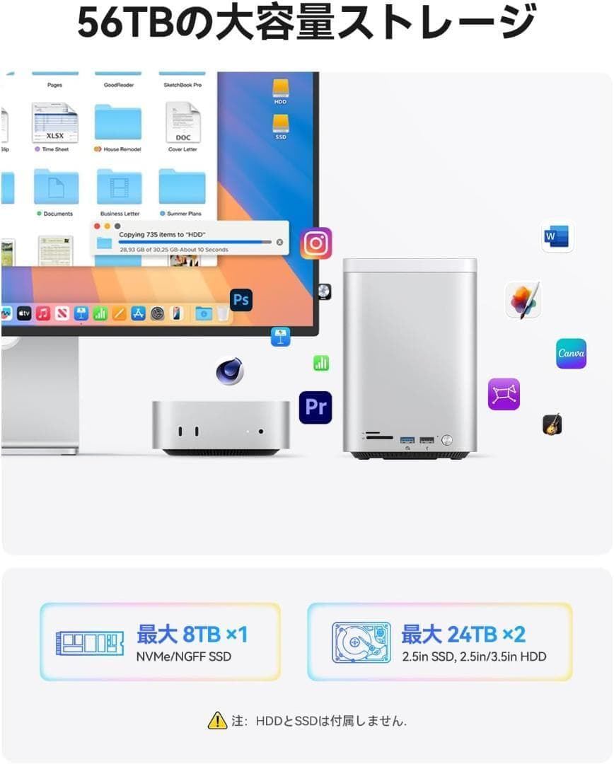 ORICO MiniTower Mac mini ハイブリッドストレージシステム