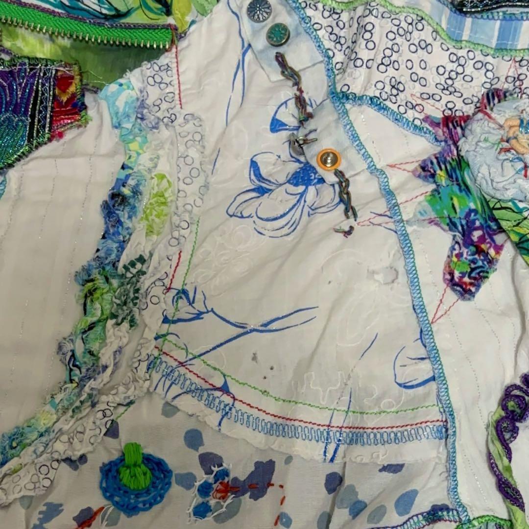 y2k 00s itimiグランジ平成 退廃美 森ガールパッチワーク 変形キャミ