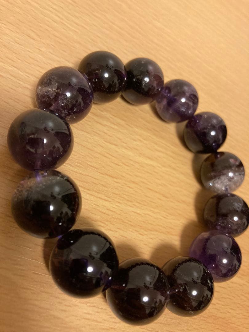 【希少】アメジストエレスチャル ブレスレット 約15〜16mm ミネラルショー