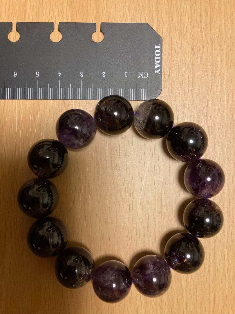 【希少】アメジストエレスチャル ブレスレット 約15〜16mm ミネラルショー