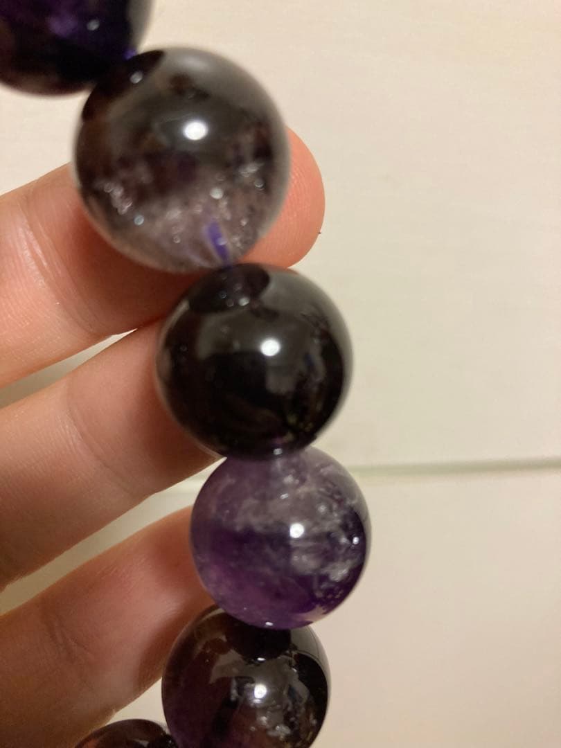 【希少】アメジストエレスチャル ブレスレット 約15〜16mm ミネラルショー