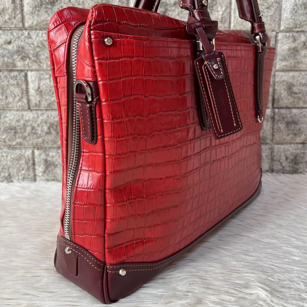 【美品】キーファーノイ　アモーレ　クロコ型押し　レザー　ブリーフケース