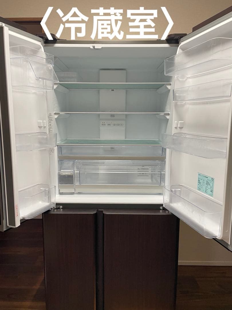美品　値下げ　アクアAQUA AQR-TZ51J ブラウン 木目調 両開き冷蔵庫