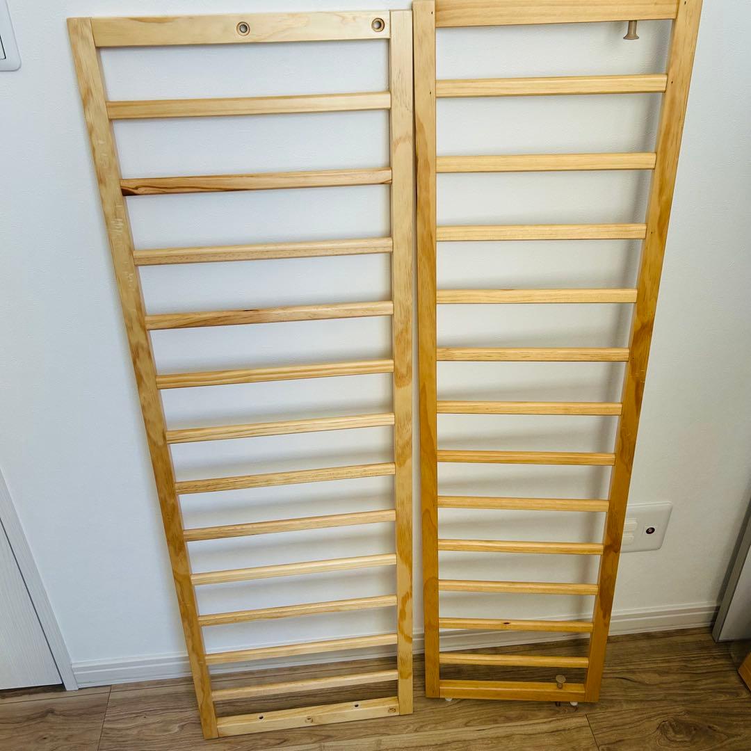 除菌清掃済✨大和屋　トール　Wオープン　ベビーベッド　ナチュラル　すのこ