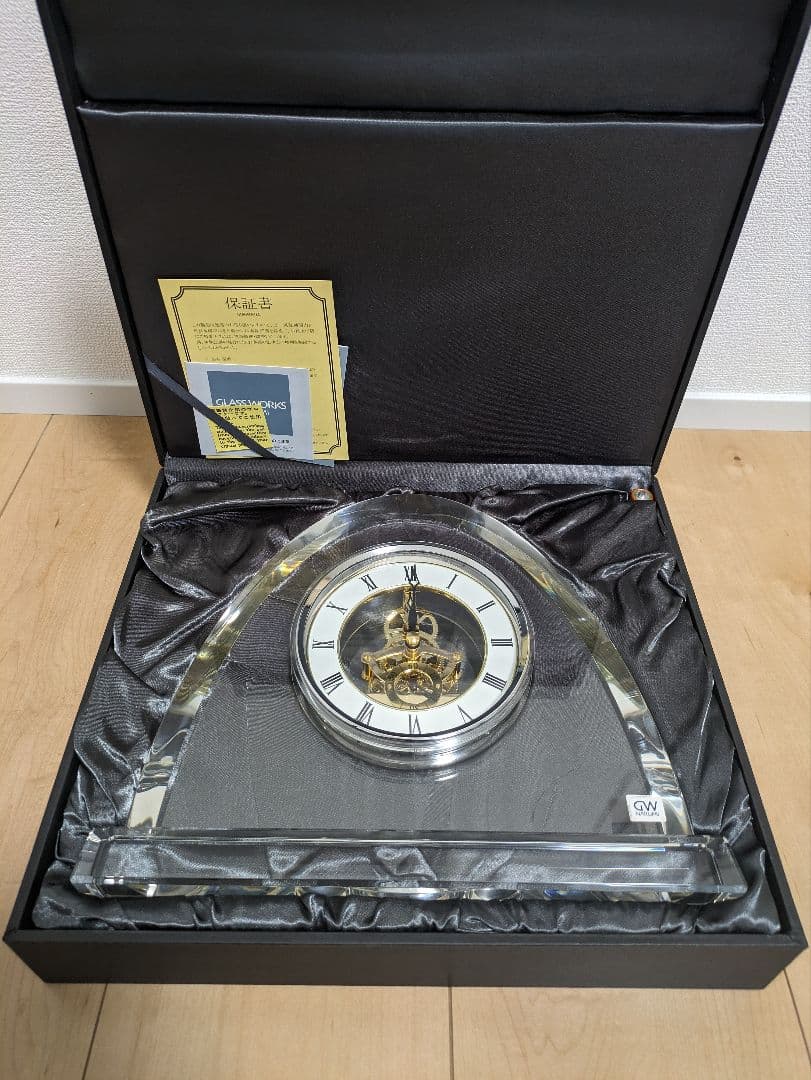 【ナルミグラスワークス】オーバル スケルトンクロック 24cm