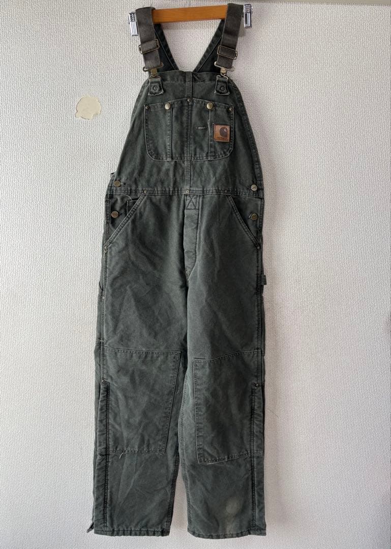 未使用 USA製 カーハート ダブルニー ダック オーバーオール モスグリーン
