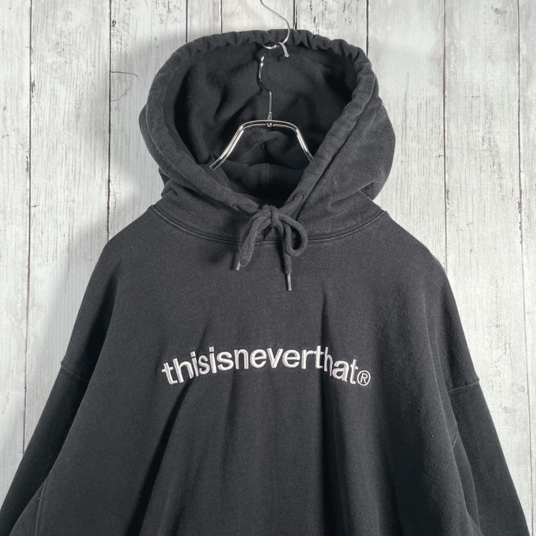 ディスイズネバーザット パーカー フーディー 刺繍ロゴ ネバザ M ブラック