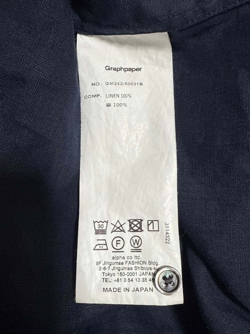 Graphpaper リネン　シャツ　ネイビー