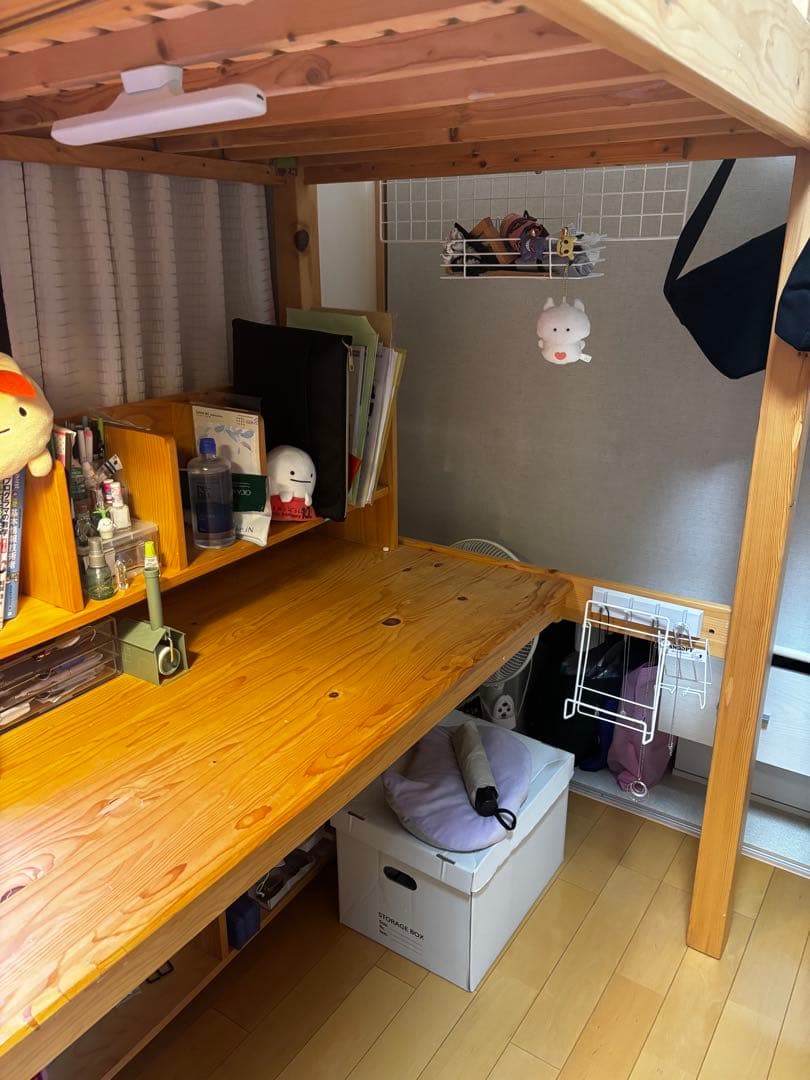 おくさん専用です！ 木製ロフトベッド デスク付き シングルサイズ