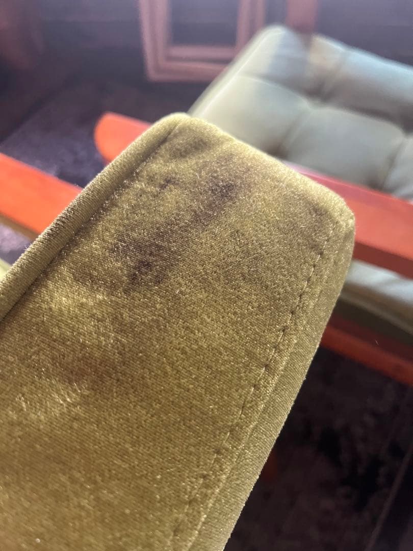 レトロ グリーンファブリック 1人掛けソファ