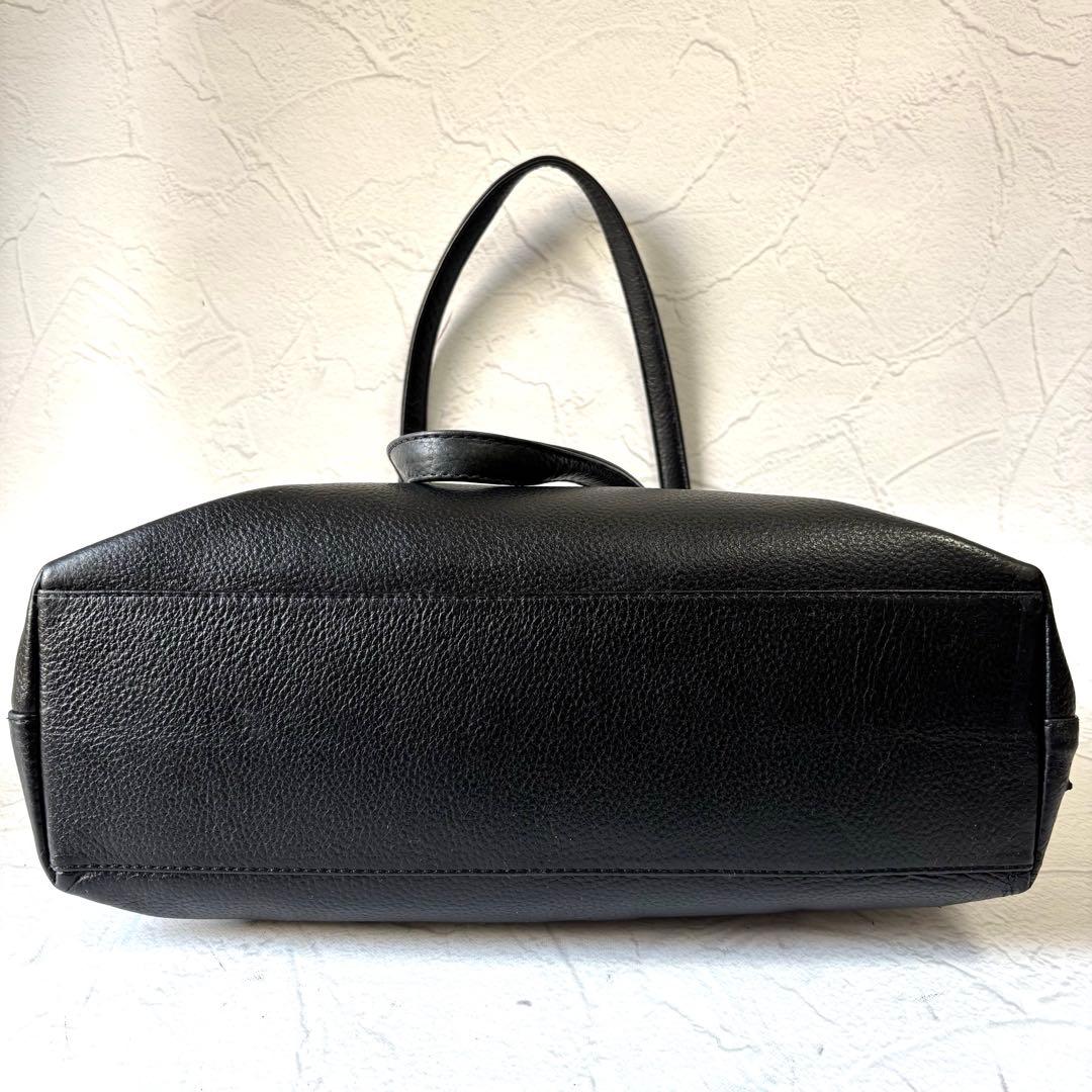 【美品】HushTug ハッシュタグ トートバッグ 本革 肩掛け A4 ブラック