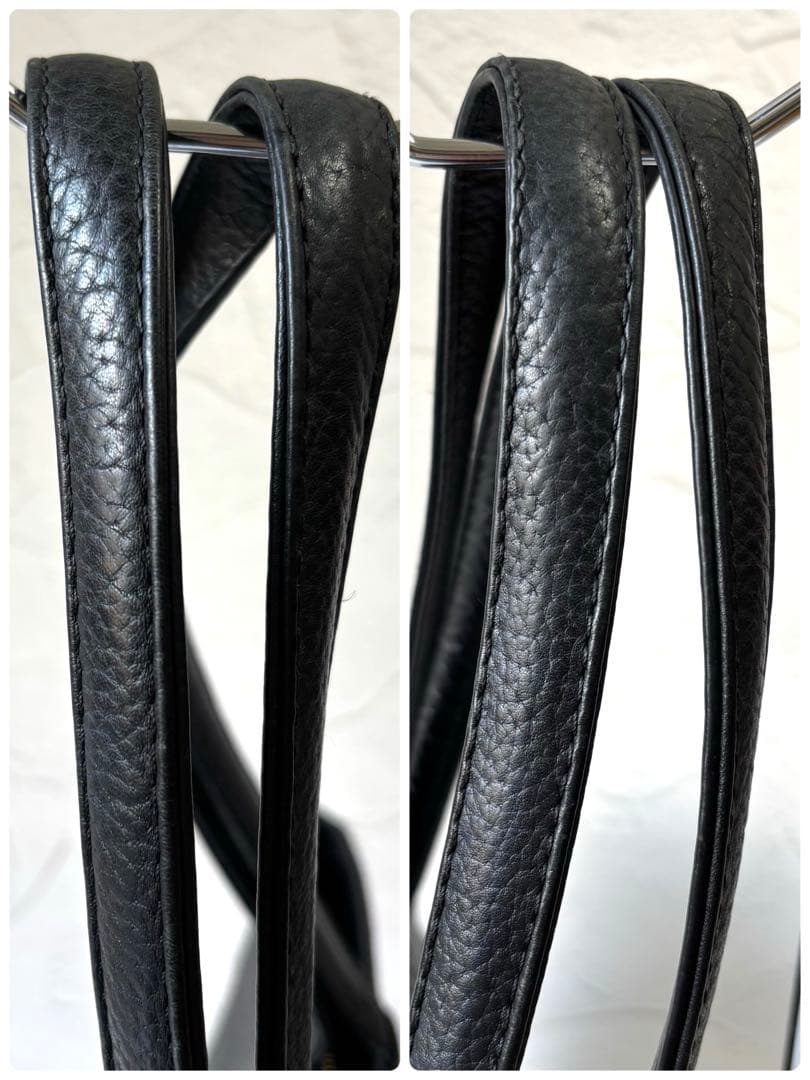 【美品】HushTug ハッシュタグ トートバッグ 本革 肩掛け A4 ブラック