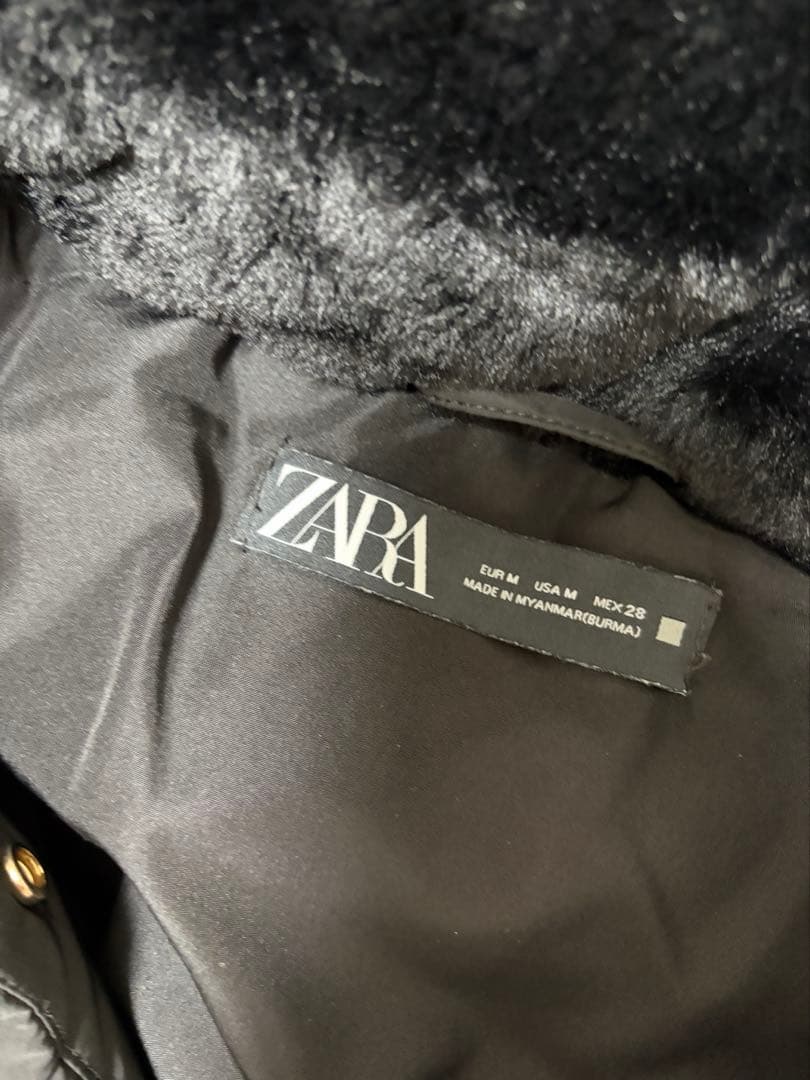 ZARA ザラ パフジャケット ダウンコート ロング丈 フードファー