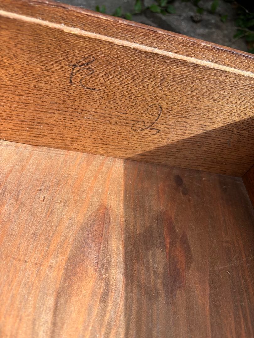 アンティーク　レトロ　木製デスク 5引き出し付き