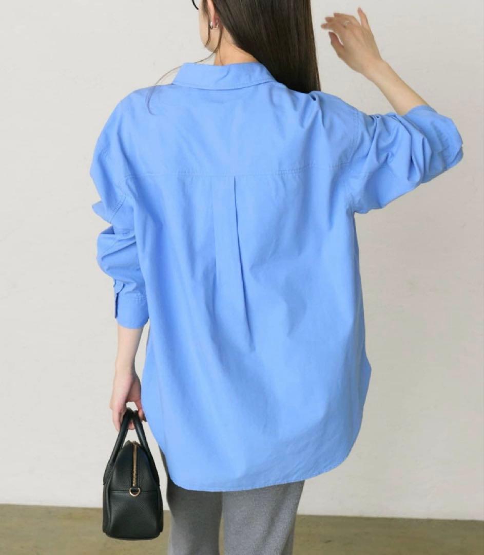 《新品タグ付き》ピュアルセシン コットンリヨセルロゴ刺繍シャツ ブルー