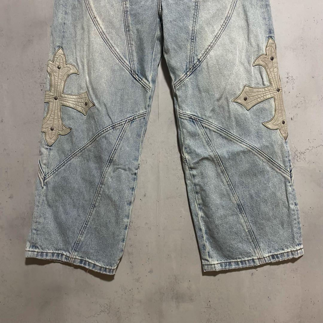 SUPPLIER サプライヤー クロスレザーパッチ　バギーデニムパンツ