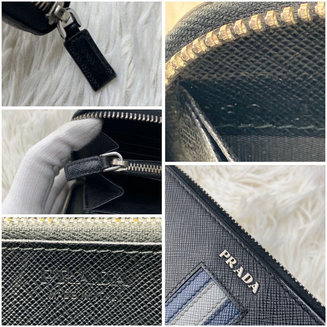 極美✨PRADA 財布 長財布サフィアーノ ラウンドファスナー ブラック プラダ