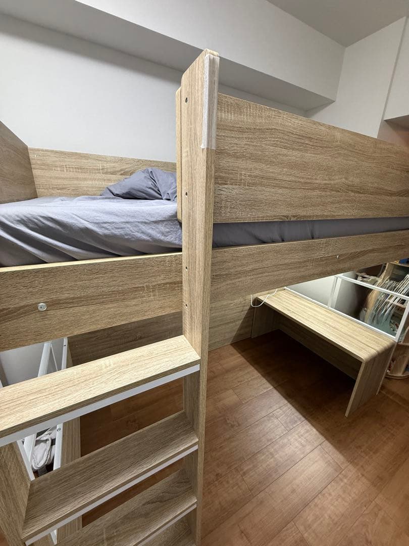 わくわくランド　ハイタイプロフトベッド　Peep　デスク付き