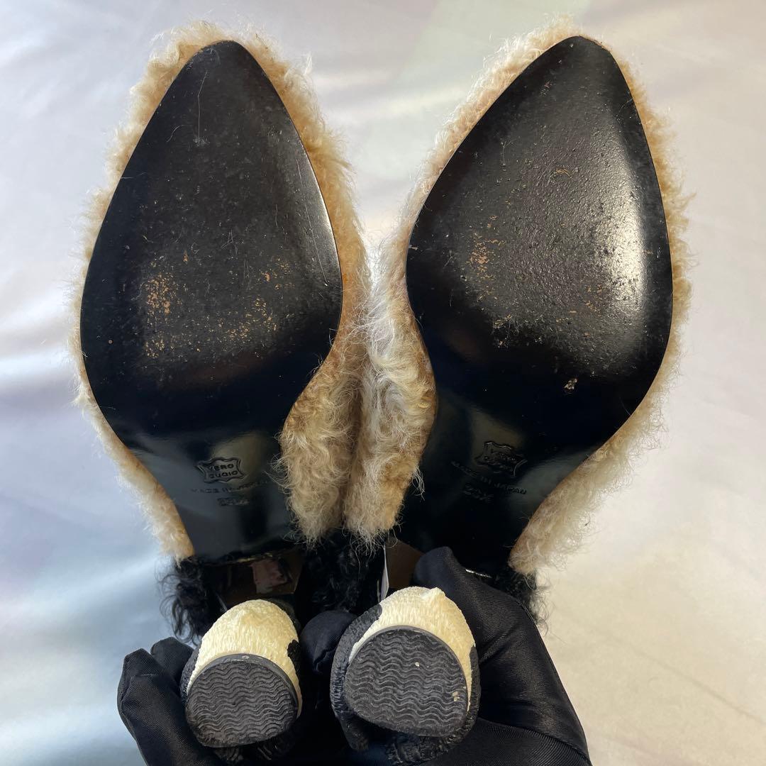 日本製　マイパンダ　本革　毛皮　ラム　ブーティ　ショートブーツ