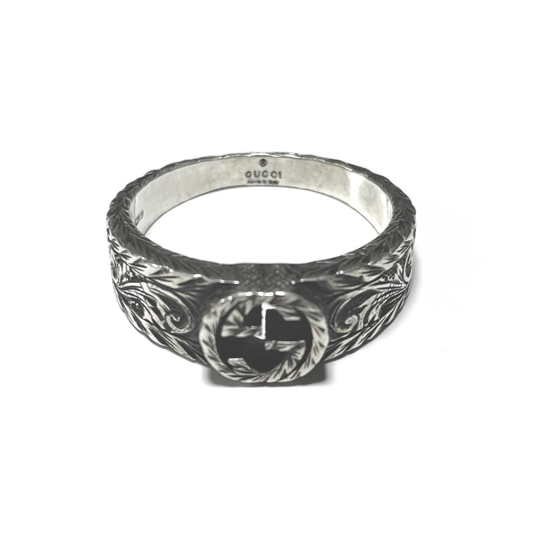 GUCCIインターロッキングGリング/SV925/20号/箱、持ち運びポーチ付