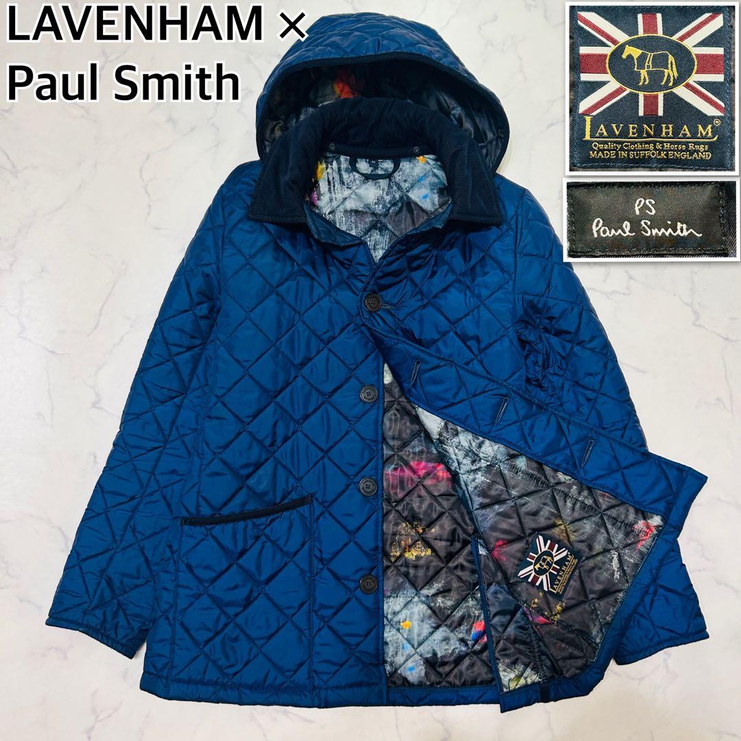 【美品】ラベンハム×ポールスミス　キルティングジャケット　総柄 2way フード