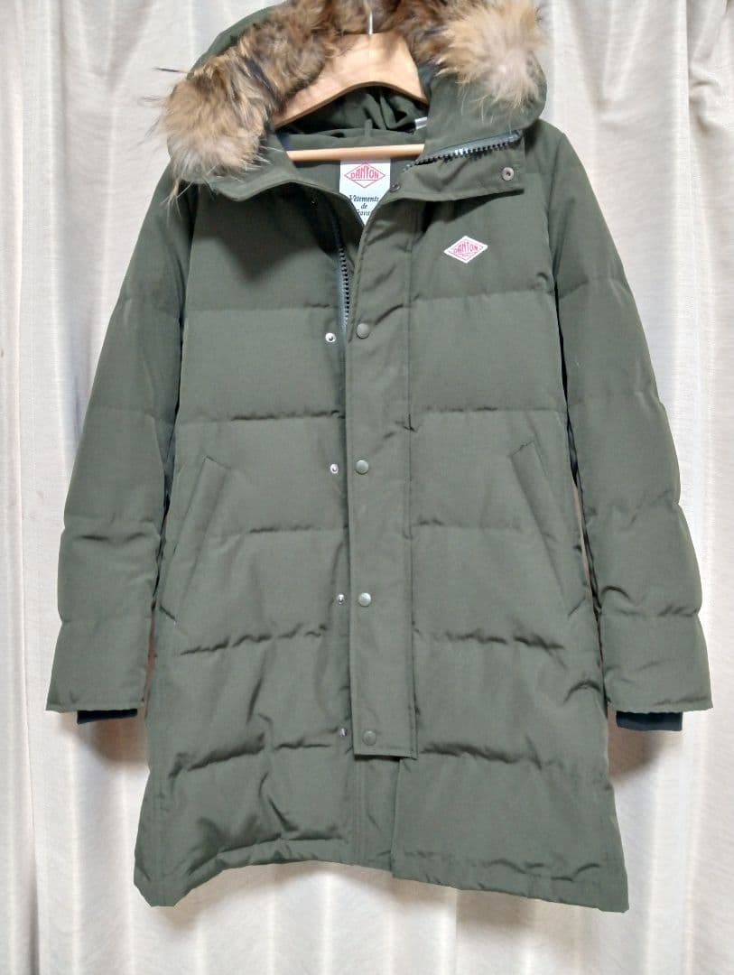 美品DANTON ファー付きロングダウンジャケット36