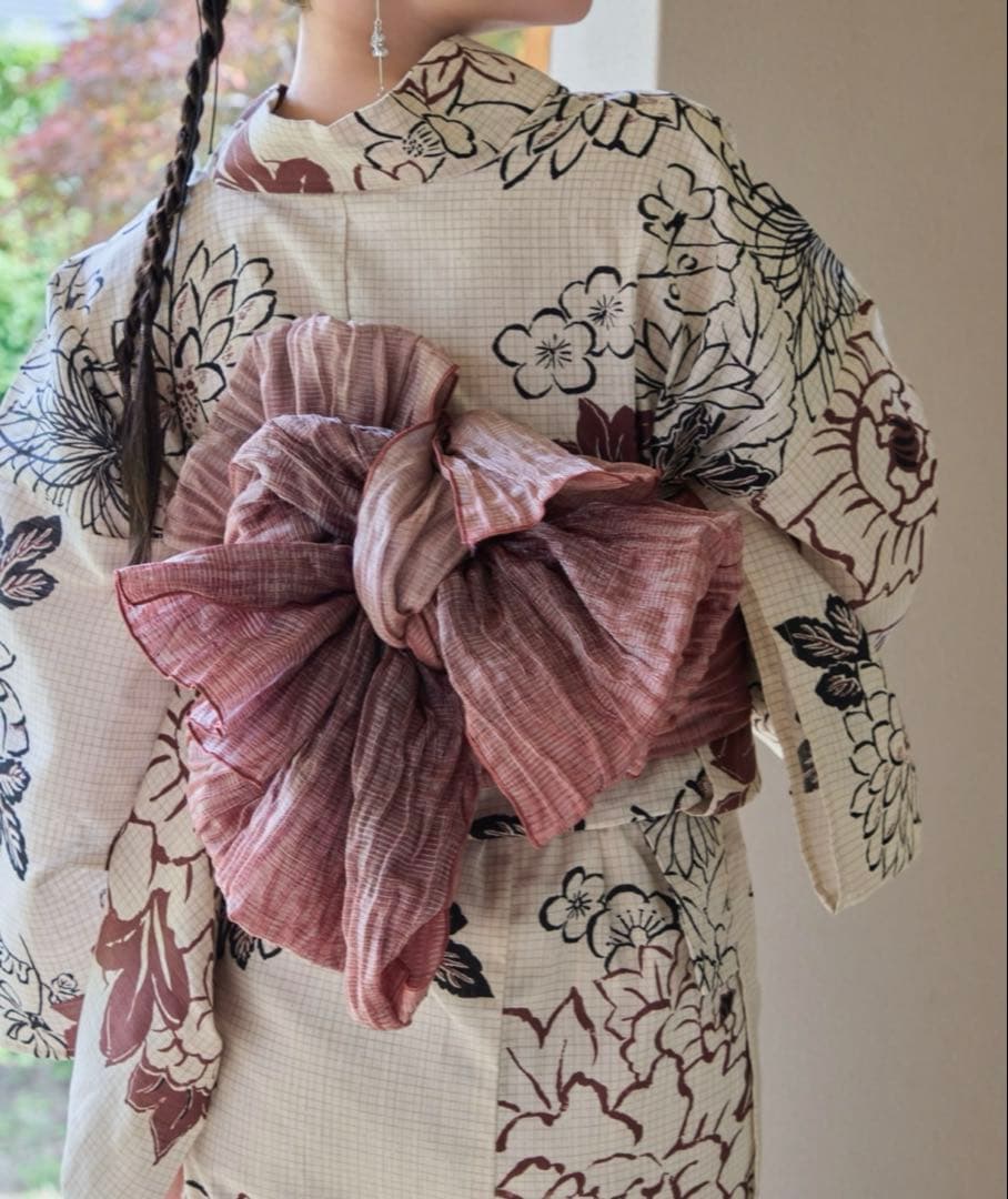 【新品・未使用】hinari × utatane 浴衣セット　牡丹ボルドー