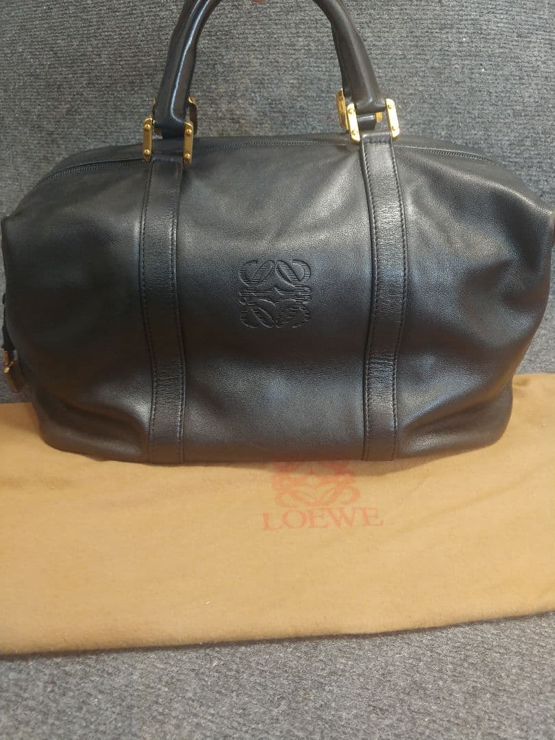 LOEWE アナグラム ロゴ レザー ボストンバッグ ハンドバッグ 969-8