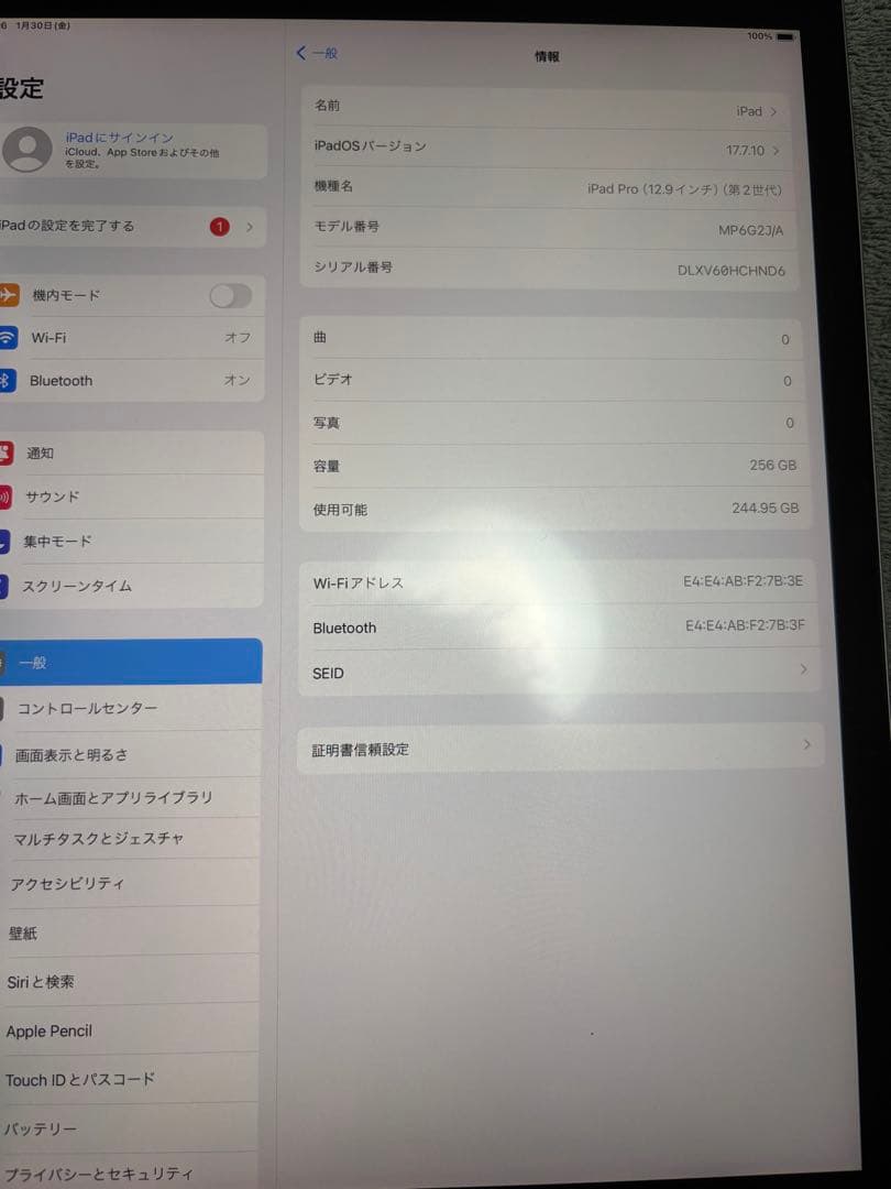 iPad pro 第2世代　12.9インチ　256GB