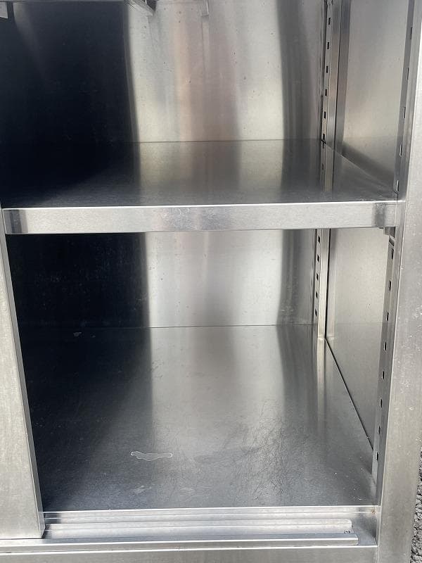 業務用 両開き戸棚 幅950×奥750×高800mm スライド扉　調理　収納棚