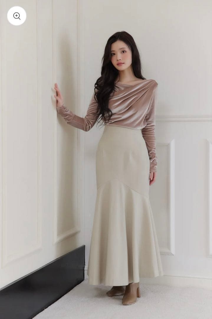 polaura グロッシーベロアドレープトップス