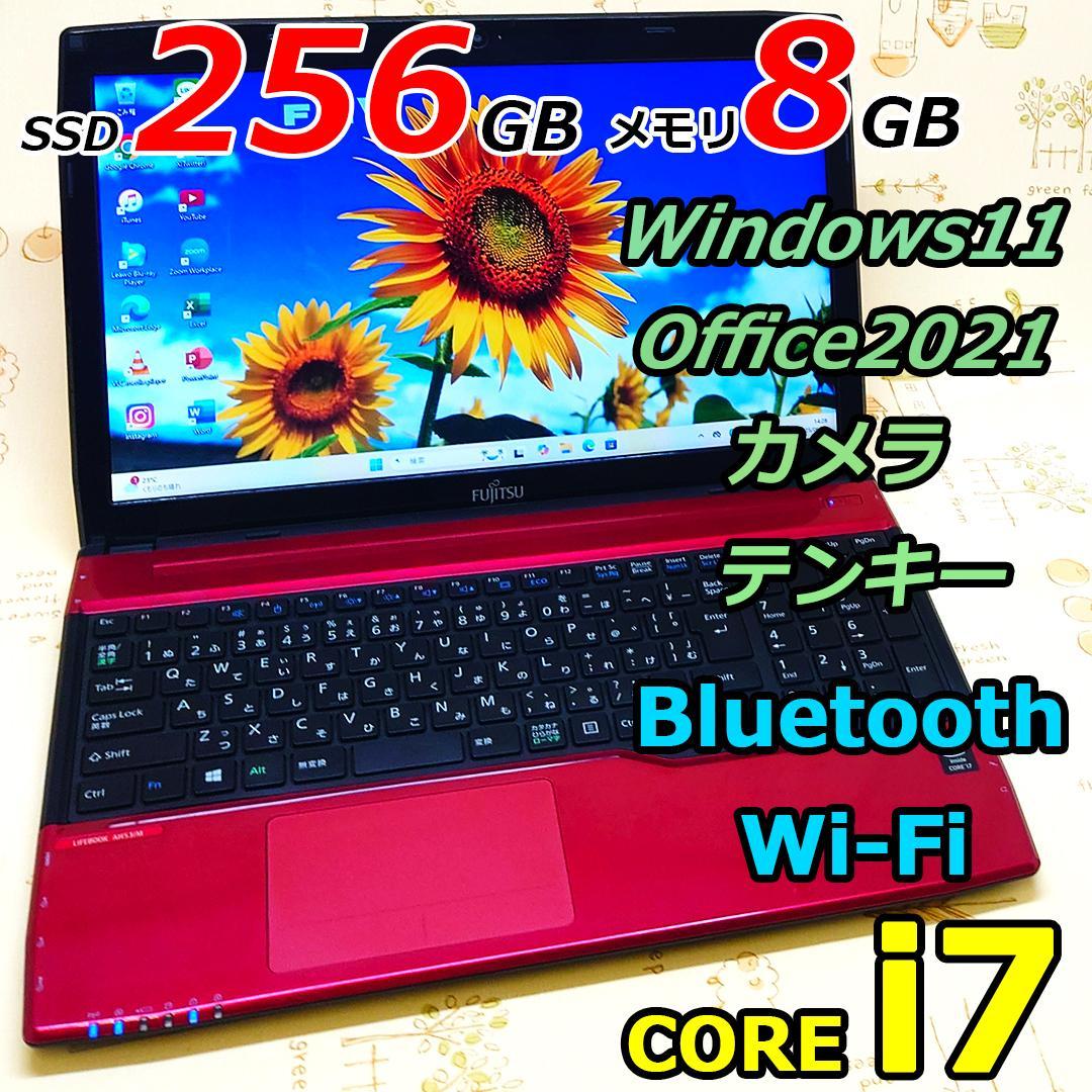 k*a様 Windows11 オフィス付き 新品SSD i7 赤ノートパソコン