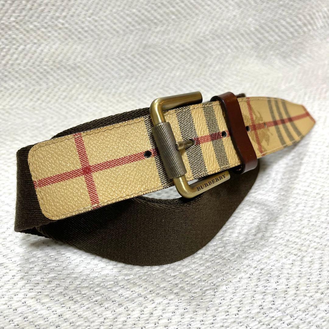 美品 BURBERRY バーバリー イタリア製 ベルト ノバチェック ナイロン