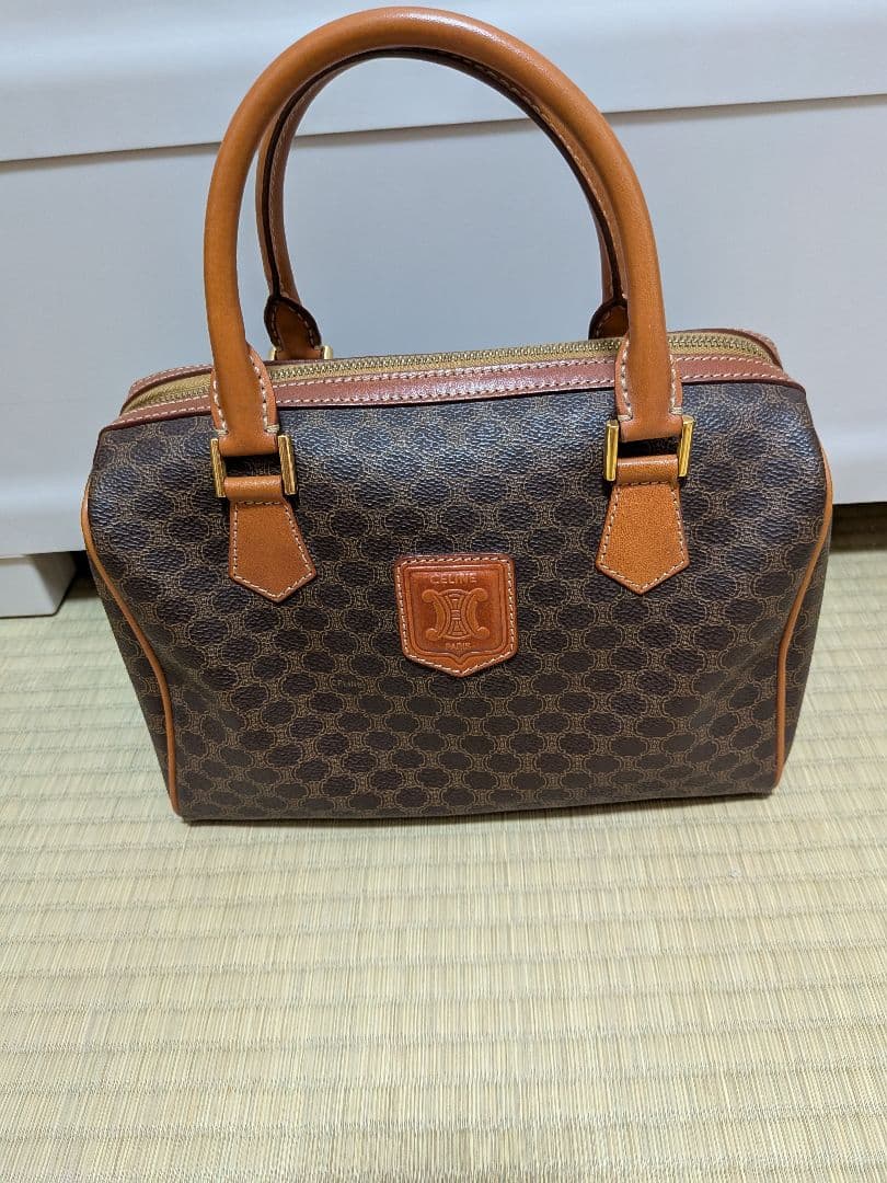 最終価格❗️Vintage CELINE⭐️マカダム　ブラゾン型押しミニボストン