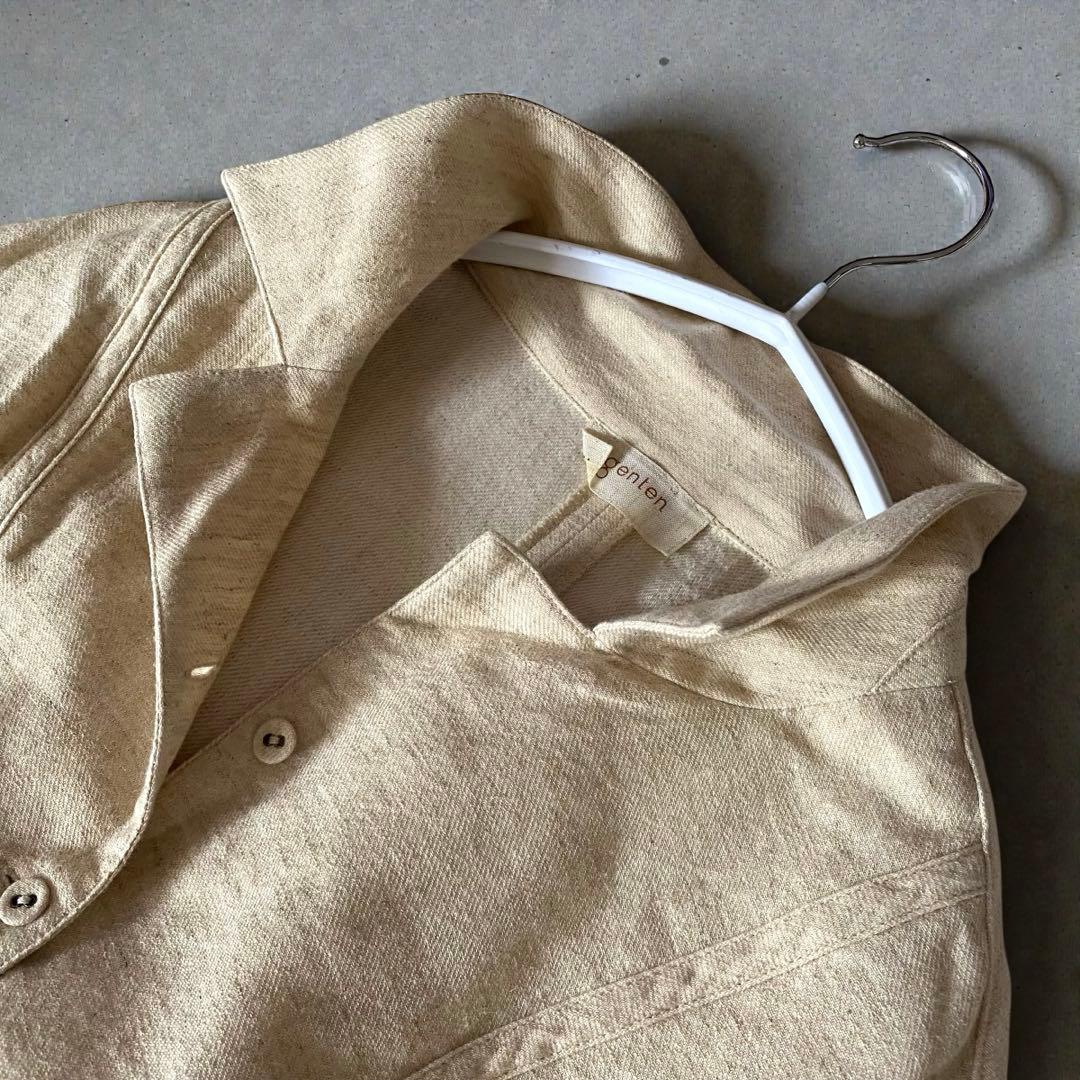 新品タグ付✨genten ゲンテン 綿 麻 毛 ワンピース 羽織り 40 L