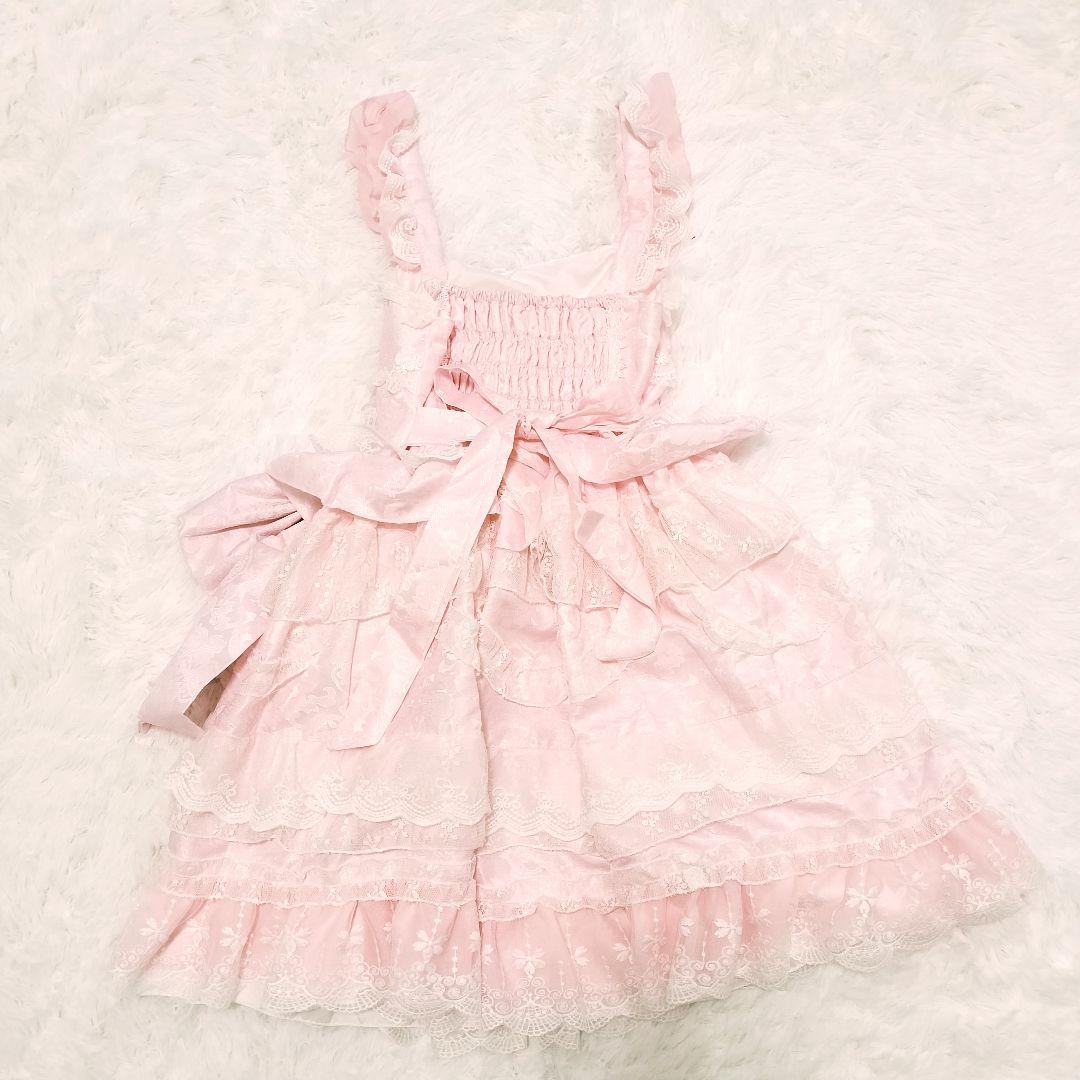 十字心結シリーズロリィタドレス ブラウス ワンピース 姫袖 甘ロリ ピンク