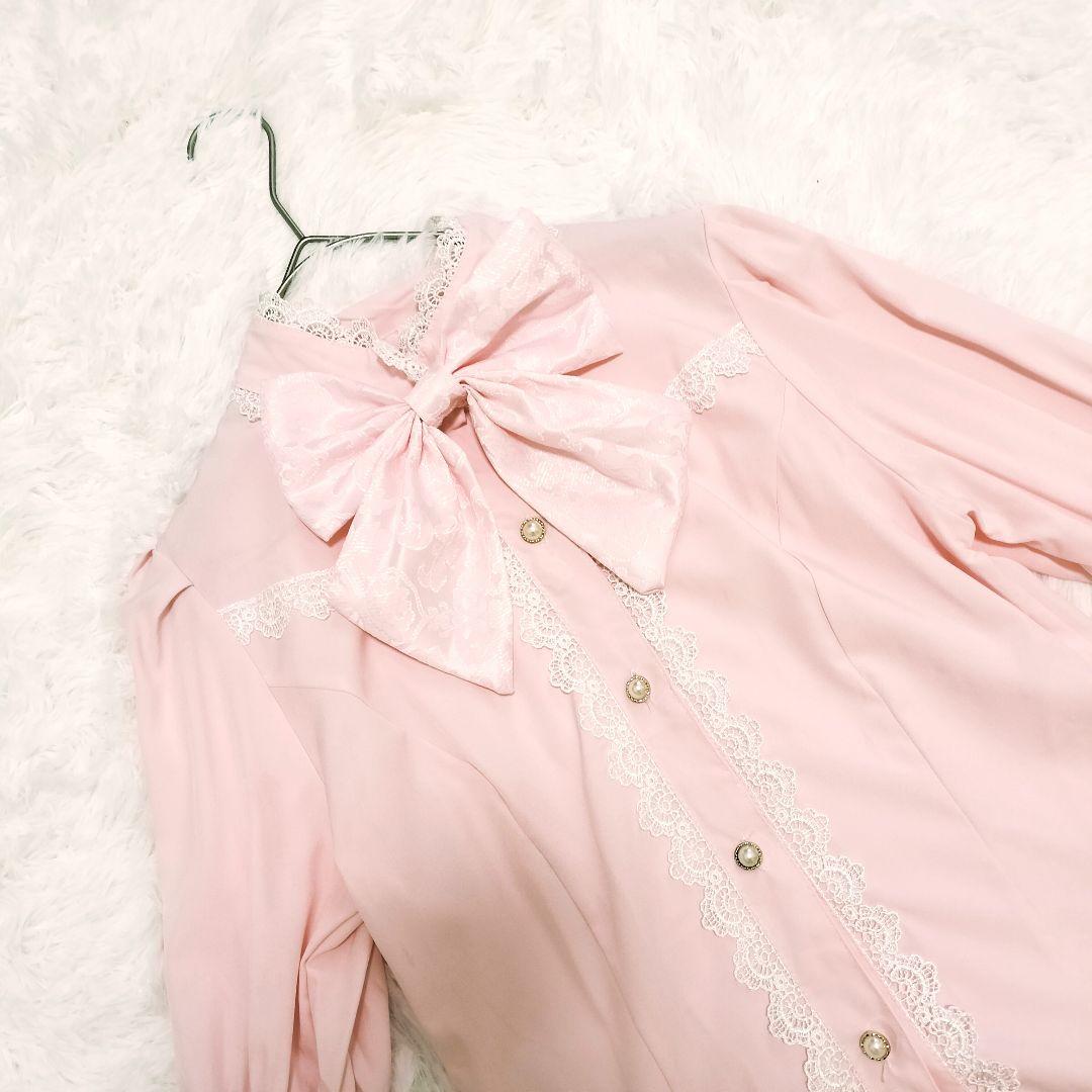 十字心結シリーズロリィタドレス ブラウス ワンピース 姫袖 甘ロリ ピンク